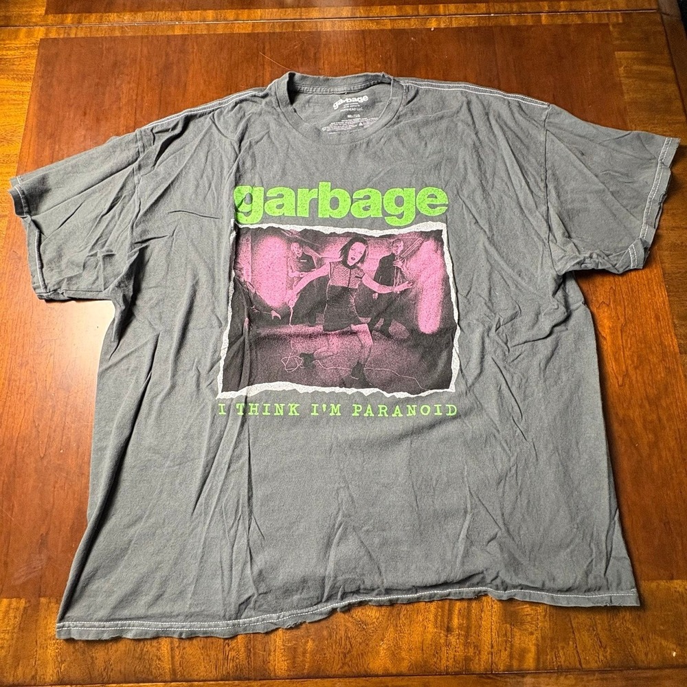 Garbage I Think I'm Paranoid Distressed Black Band T-Shirt Men's Large Oversized